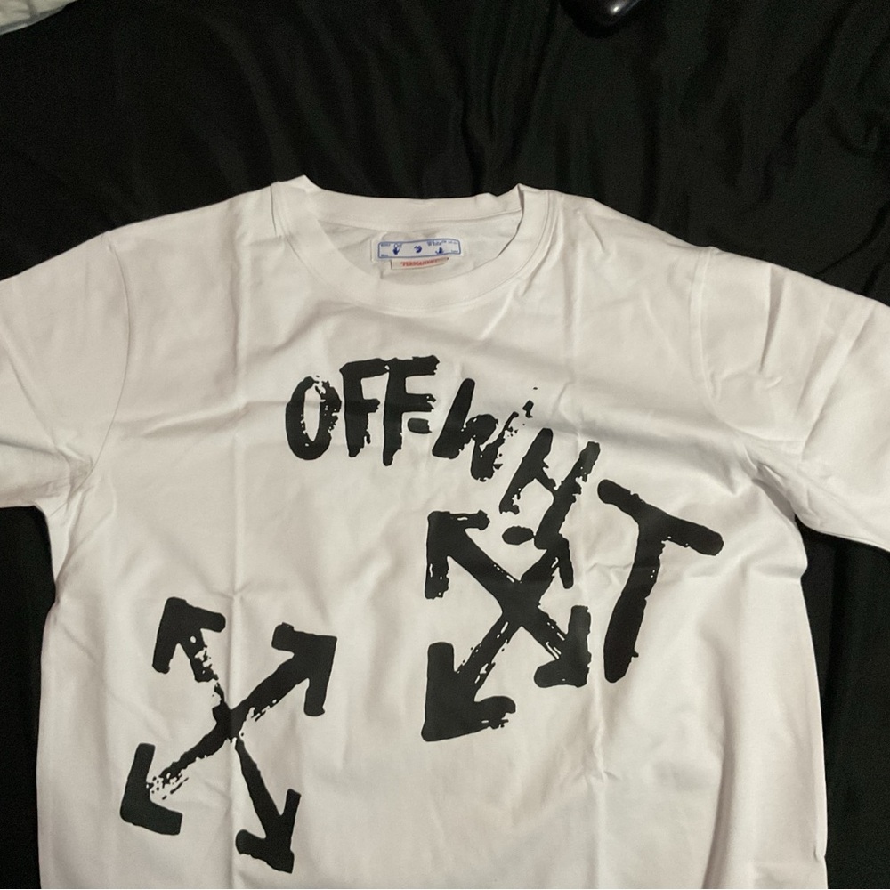 Off-White White and Black Short Sleeve Tee